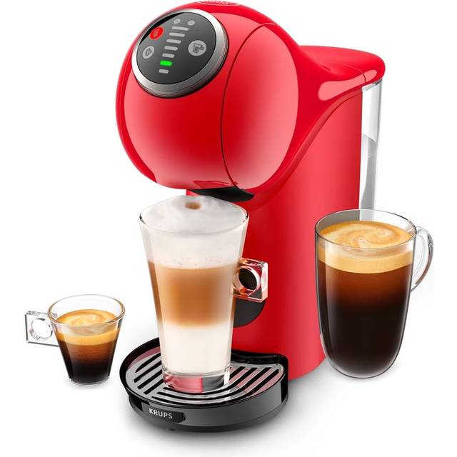 Krups Nescafé Dolce Gusto kaffebryggare, kaffebryggare med flera drycker, högt tryck, 15 bar, programmerbar, automatisk avstängning, kompakt, Genio S Plus, röd KP340510
