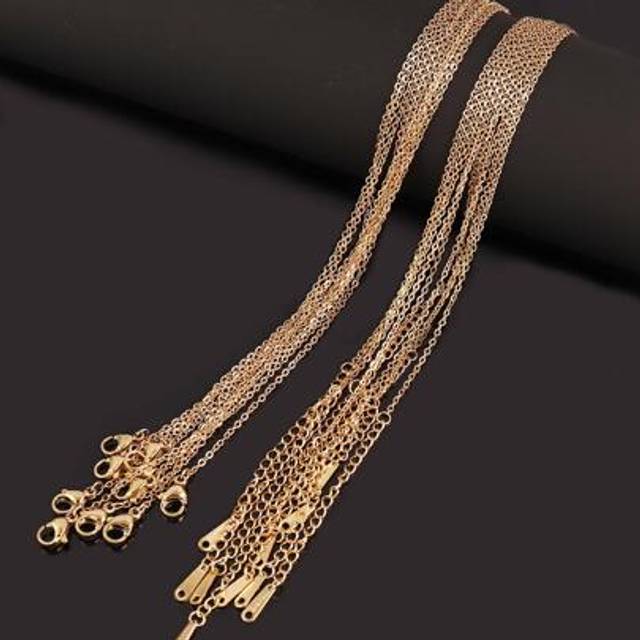SHEIN 10pcs 40+5cm Stainless Steel Chains Necklace Gold Silver Color Link Chains For DIY Jewelry Findings Accessories