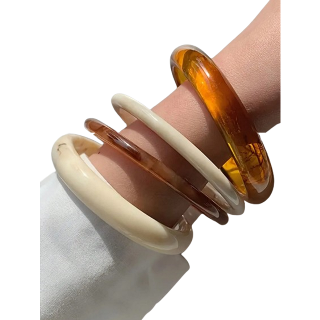 SHEIN 4pcs Set Elegant Vintage Style Bracelet, Fashion Simple Design, Acrylic Material, Suitable For Casual Wear, Women Jewelry, Can Be Worn Year-Round For