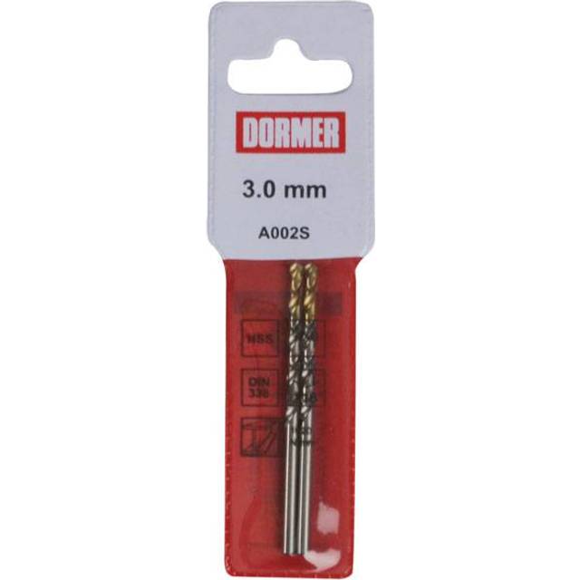 Dormer A002 HSS TiN Jobber Drill Bit 3mm Pack of 2