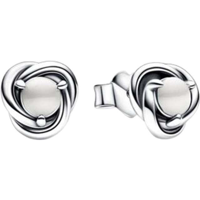 Pandora June Birthstone Eternity Circle Stud Earrings - Sterling silver / Bioresin man-made mother of pearl / White - one size