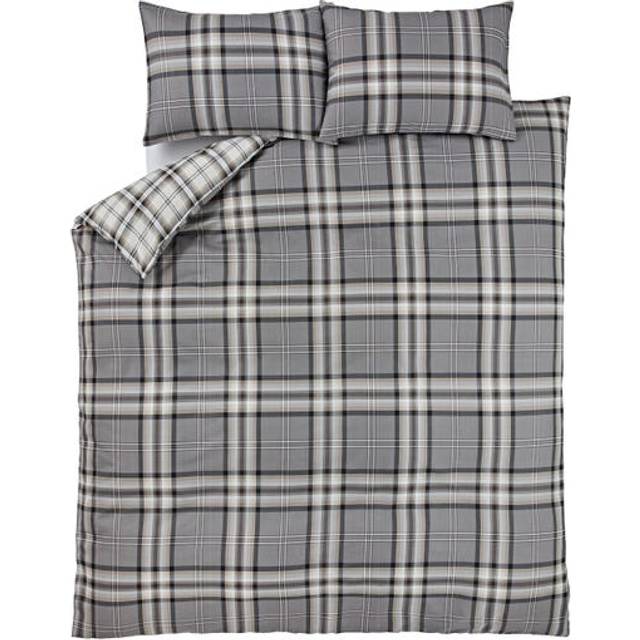 Catherine Lansfield Kelso Duvet Cover Set  - Charcoal Grey - King