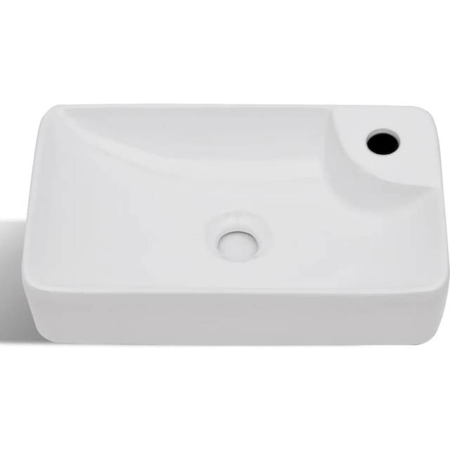 vidaXL Ceramic Bathroom Sink Basin with Faucet Hole White, White