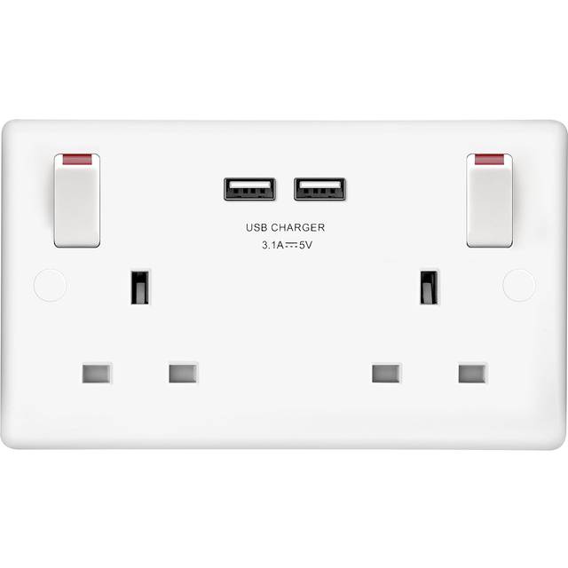 Bg electrical 8223u double switched 13 a fast charging power socket with two ...
