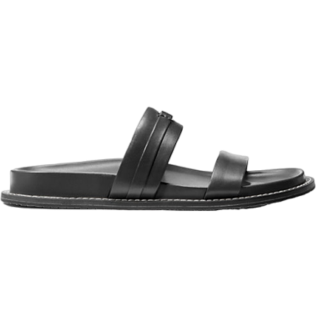 MK Mandy Leather Flat Sandal - Black - Michael Kors - UK 4
