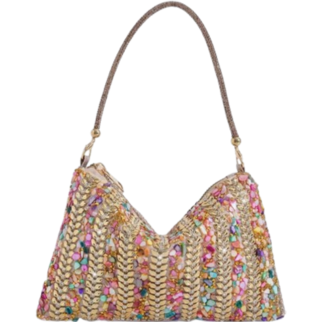 SHEIN New Dressy Rhinestone Decorated Handbag Clutch, Party/Event Tote, Zipper Closure, European&American Style, Formal Dress Evening Bag, Fashion Accessory