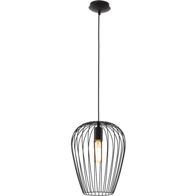 Eglo Black Steel Caged Single Pendant, Black