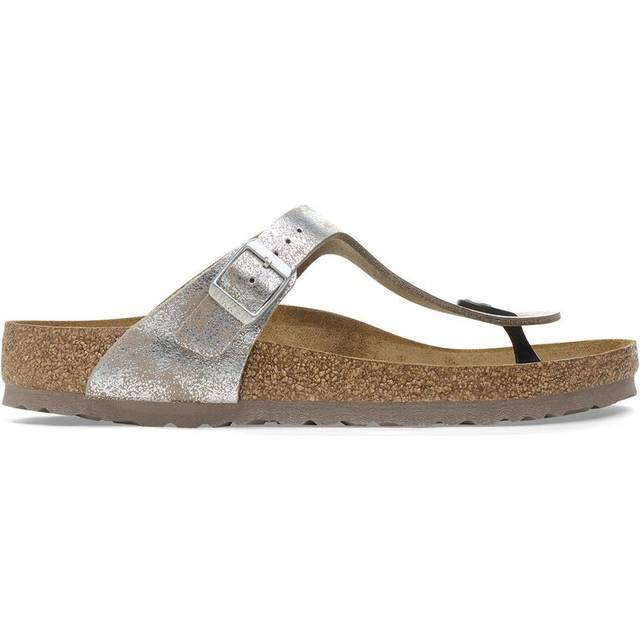 Birkenstock Metallics Silver Gizeh Synthetic Ladies Sandals - Metallic Silver