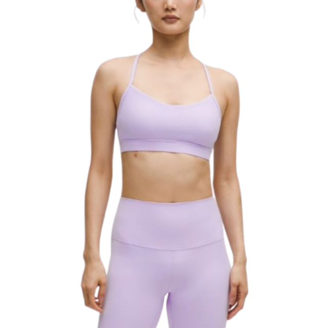 lululemon – Women's Flow Y Sports Bra Nulu Light Support, A–C Cups – Color Purple – Size 16 - Lavender Frost - 12