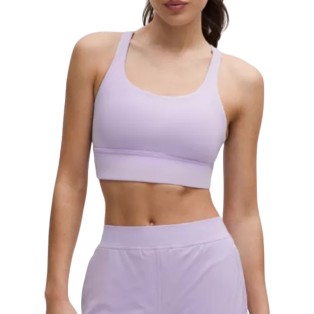 lululemon – Women's Energy Longline Sports Bra Medium Support, B–D Cups – Color Purple – Size 14 - Lavender Frost - 10
