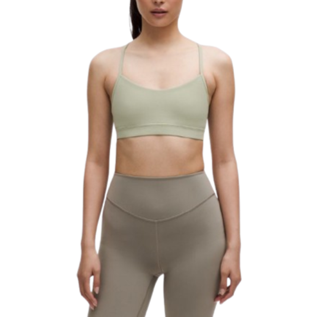 lululemon – Women's Flow Y Sports Bra Nulu Light Support, A–C Cups – Color Green/Pastel – Size 14 - Fog Green - 10