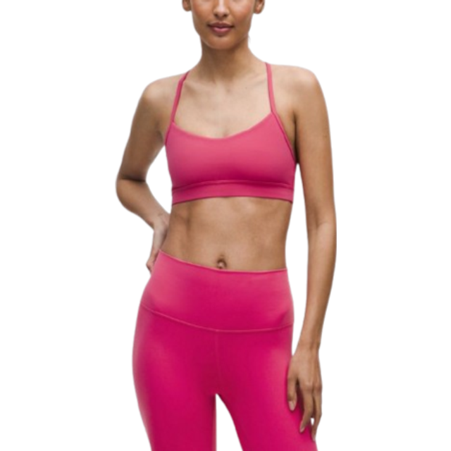 lululemon – Women's Flow Y Sports Bra Nulu Light Support, A–C Cups – Color Pink – Size 18 - Raspberry Coulis - 14