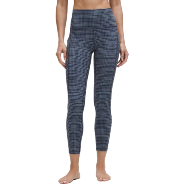 lululemon – Women's Align High-Rise Pants with Pockets – 25" – Color Blue – Size 16 - Glow Grid Washed Denim Multi - 12