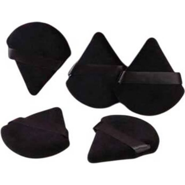 SHEIN 5pcs Velvet Black Fan-Shaped Makeup Sponge Powder Puff For Loose Powder, Setting Powder