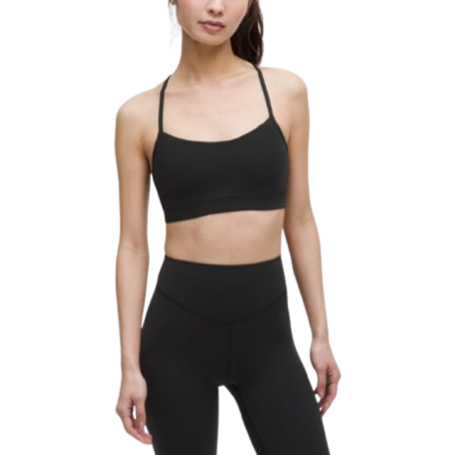 Lululemon Womens Black Flow Y Nulu Stretch-jersey Bra 16 - BLACK