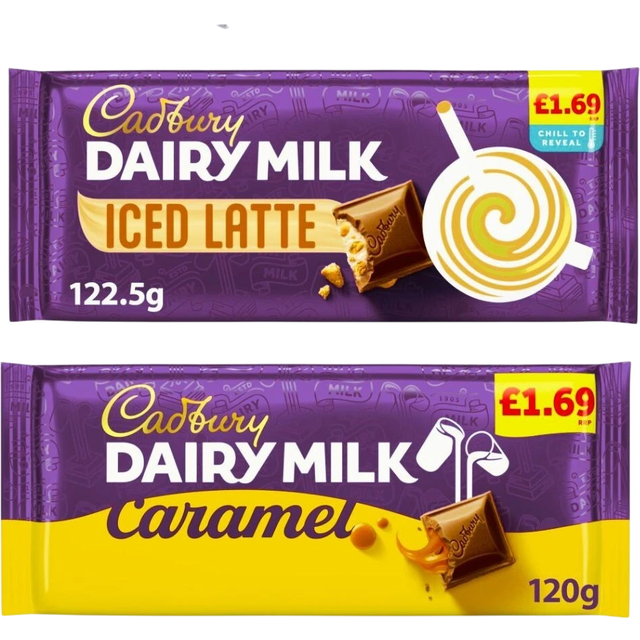 Cadbury dairy milk caramel & milk iced latte chocolate bar 4 bars 2 each/gifts
