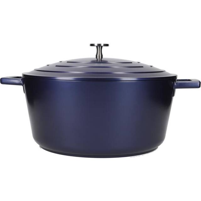 Masterclass Large 5 Litre Casserole Dish With Lid - Metallic Blue, Blue