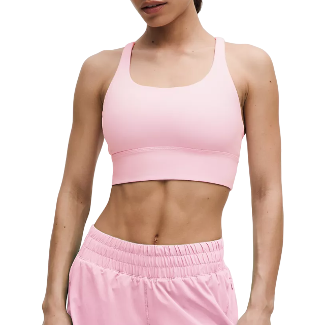 lululemon – Women's Energy Longline Sports Bra Medium Support, B–D Cups – Color Pink – Size 18 - Pink Organza - 14