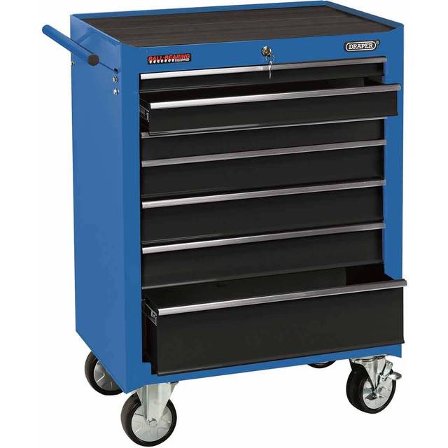 Draper Roller Tool Cabinet, 7 Drawer, 26", Blue