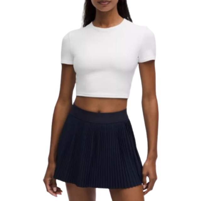 lululemon – Women's Tight-Fit Cropped Shelf-Bra T-Shirt Light Support, B/C Cup – Color White – Size Large