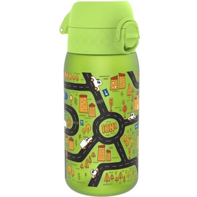 Ion8 leak proof kids water bottle, recyclon, cars, 350ml (12oz)