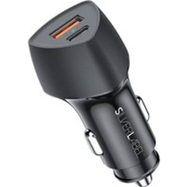 SILVERLABEL Dual PD 20 W USB Car Charger - Black, Black
