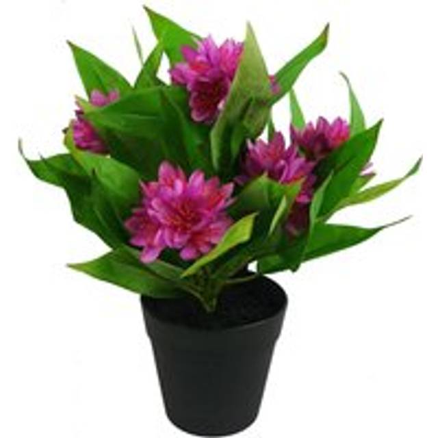 Leaf - 18cm Artificial Freesia Plant Dark Pink Flowering
