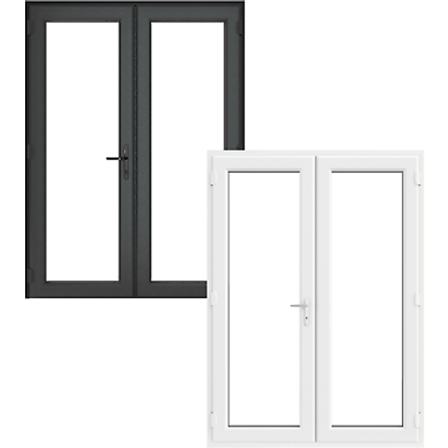 Crystal uPVC French Door (Left Hand Master) incl. 150mm Cill 1390 x 2055mm Clear - Grey External/White Internal