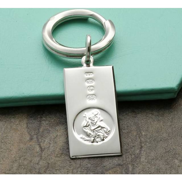 Sterling Silver Custom Hallmarked Large St Christopher Ingot Keyring With Optional Engraving