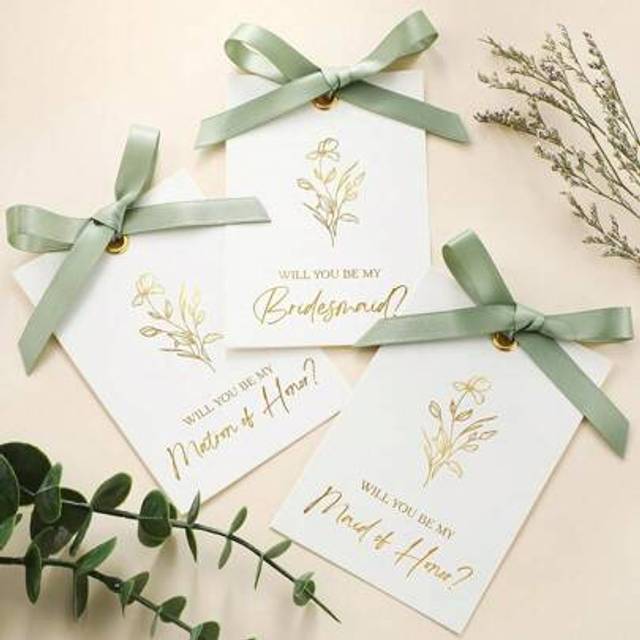 SHEIN 11 Pcs Bridesmaid Proposal Card With Ribbon Bow Floral Bridal Gift 8 Will You Be My Bridesmaid 2 Maid Of Honor 1 Matron Of Honor Invitation For Bridal