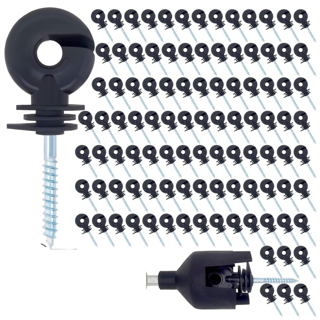 Electric Fence Insulator Screw-in Ring Post Wooden with Socket Tool,100PCS,B