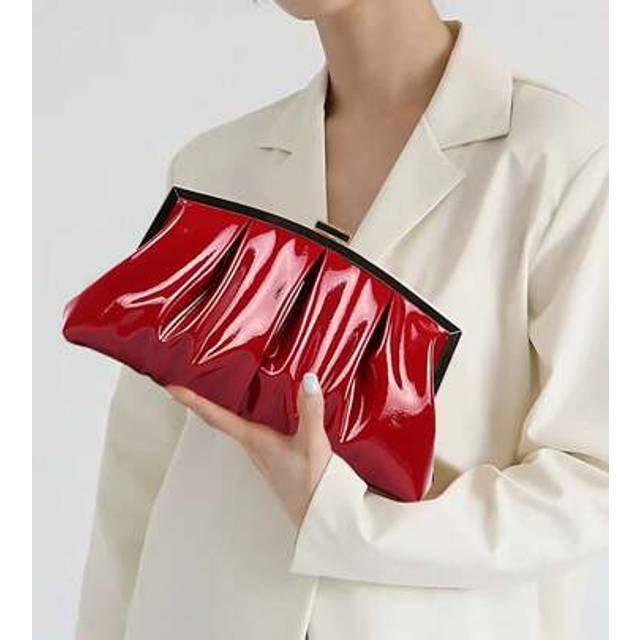 SHEIN Summer Ladies Evening Bag, Elegant And Soft Patent Leather Pleated Clutch. Suitable For Ladies, Women, Parties, Bridal Evening Bags, Also Suitable For