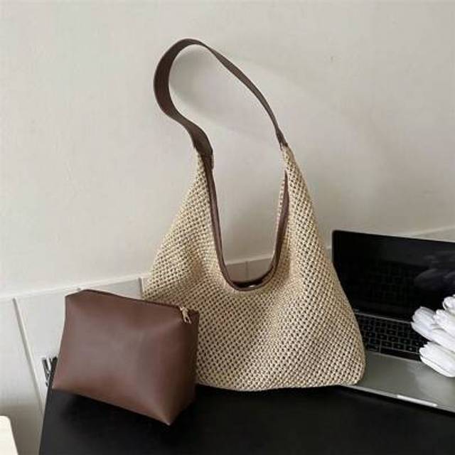 SHEIN Casual Beach Bag Summer Popular Woven Mother-And-Child Bag