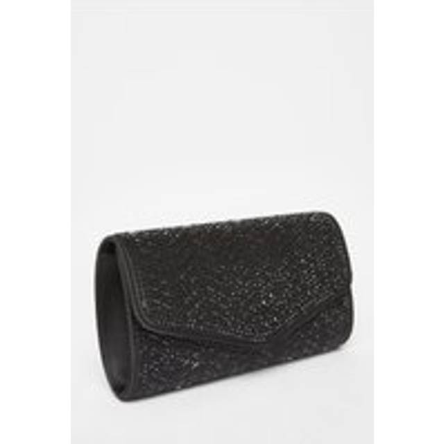 QUIZ Black Diamante Clutch Bag - one size