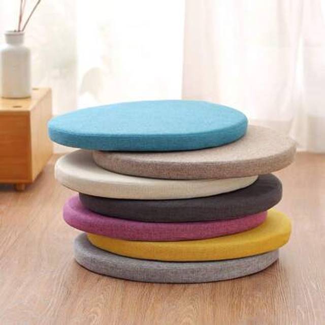 SHEIN Round Linen Sponge Seat Cushion, Non-Slip Cushion, Heightening Cushion, Removable Cushion, Chair Pad, Bench Pad, Window Sill Pad, Suitable For Multipl