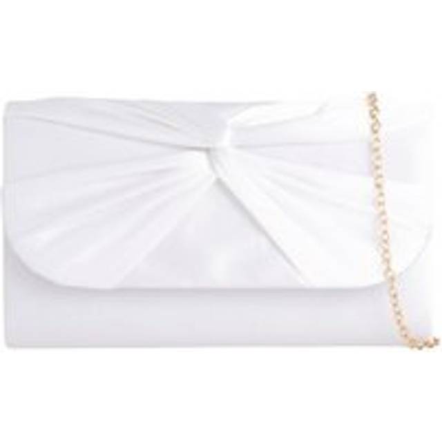 Ruched Satin Clutch in Ivory - White - One Size
