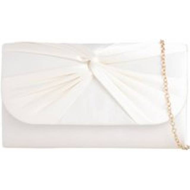 Ruched Satin Clutch in Ivory - One Size