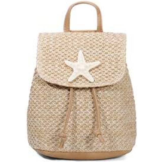 SHEIN Summer New Starfish Decorative Backpack, Simple Fashion Straw Bag For Woman, Summer Seaside Holiday Beach Bag.Suitable For Vacation, Seaside, Beach, C