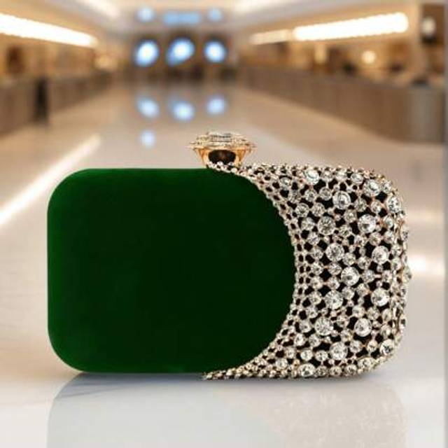 SHEIN Party Handbag With Metal Handle Diamond Evening Clutch Bag Women Wedding Golden Clutch Purse Chain Shoulder Bag Small