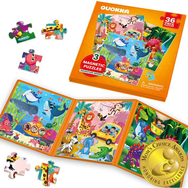QUOKKA Magnetic Puzzles for 2 3 Year Olds - Travel Games for Kids Age 4 5 - Travel Toys for Toddlers on Plane Car Ride - 36 pc Jigsaw Animal Games For