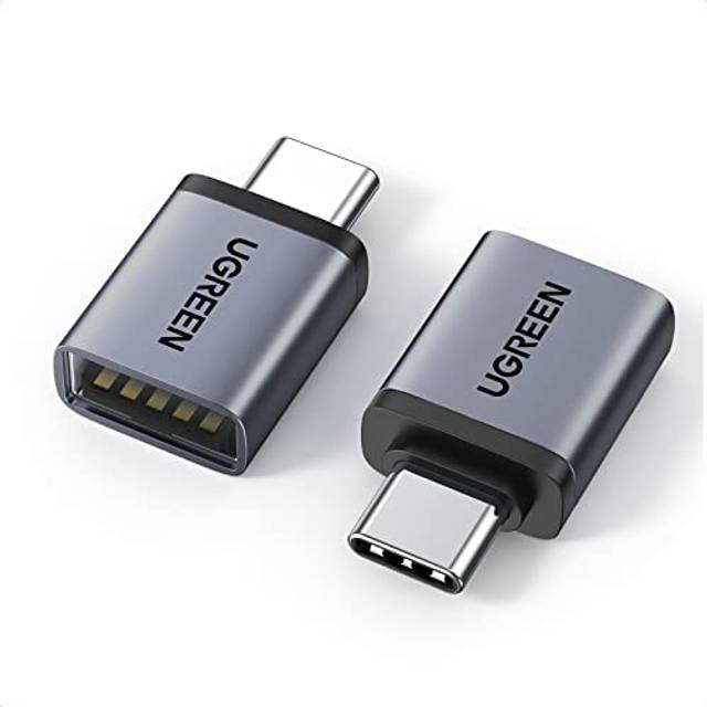 UGREEN USB C till USB A OTG Adapter 2 st USB C Male till USB 3.0 Female Adapter Mobiltelefon OTG Adapter Kompatibel med MacBook Pro/Air 2022 iPad Pro/Mini Galaxy S23 etc.(svart)