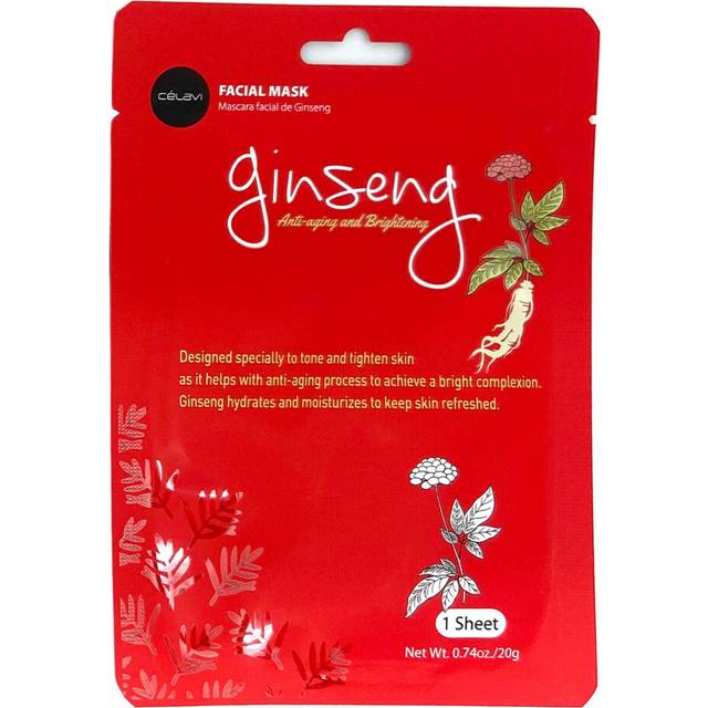 Celavi Facial Mask Set Korean Essence Sheet Masks (12-pcs  Ginseng)