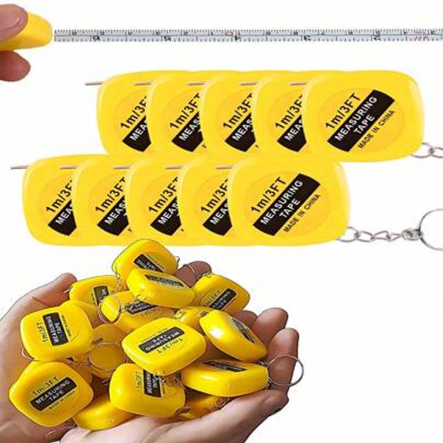 SHEIN 1/5/10 /20pack Mini Retractable Measuring Tape Keychain - 1 Meter/3 Feet - Portable Metal & Plastic Pocket Tape Measure For Various Parties And Gifts(