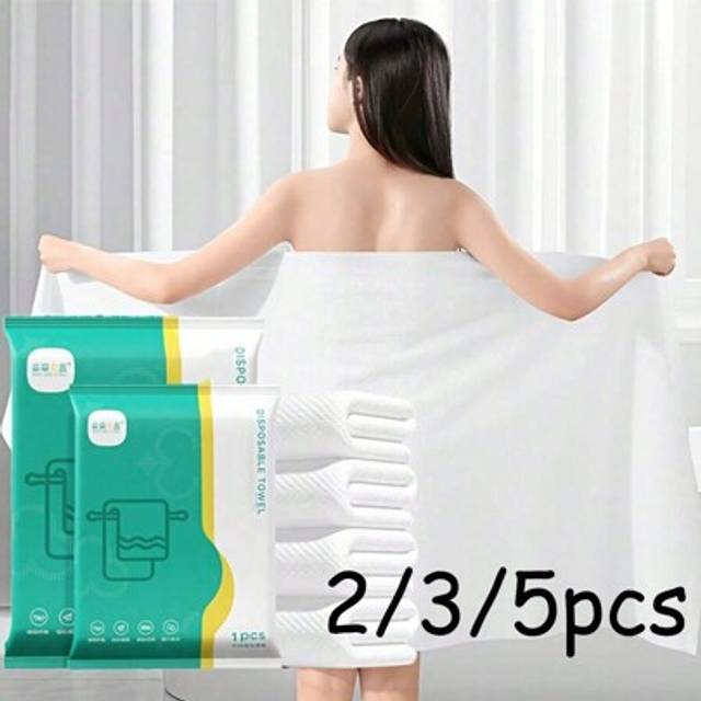 SHEIN Portable Disposable Bath Towels, Bigger And Thicker, Individually Packaged, Soft, Skin-Friendly, Comfortable, Strong Water Absorption, Suitable For Bu
