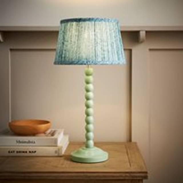 Bobbin Bobble Table Lamp with Leaf Pleated Tapered Lamp Shade - Pale Green - One Size
