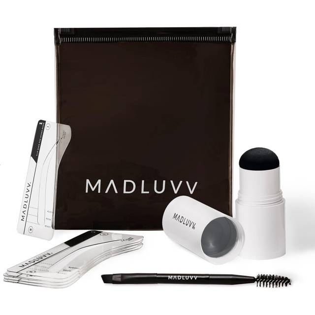 MADLUVV Eyebrow Stencil Kit - Easy-to-Use  Natural Look  9 Popular Shapes  Used by Professionals - Includes Stamp  Stencils  Spoolie  and Travel Bag D