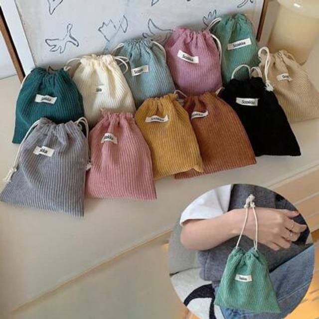 SHEIN Mini Drawstring Makeup Bag, Portable Makeup Bag, Data Cable Storage Bag, Travel Cosmetics Storage Bag, Women&#39;s Lipstick Storage Drawstring Bag, Party