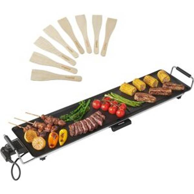 Emperial Teppanyaki Grill XXL 2000W - Electric Grill Non-Stick Plate, Adjustable Temperature, Drip Tray & 8 Spatulas - 90x23x10cm - Matte Black (70cm W X 23cm D)
