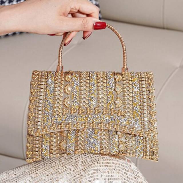 SHEIN Glittering Beaded Patchwork Evening Bag, Cocktail Party Handbag, Fashion Versatile Formal Clutch