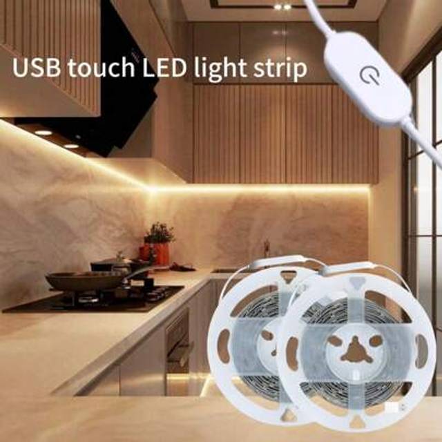 SHEIN 1pc, USB Plug-In Touch Dimmable LED Strip Light, Flexible & Cuttable, 10M/5M/3M/2M/1M Available, Suitable For Bedroom, Indoor, Home, Kitchen, Bar, Hol
